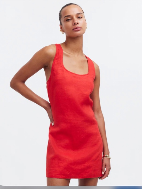 Madewell Dresses & Skirts - Madewell Cross-Back A-Line Mini Dress in Linen Red SZ 8 MSRP $98